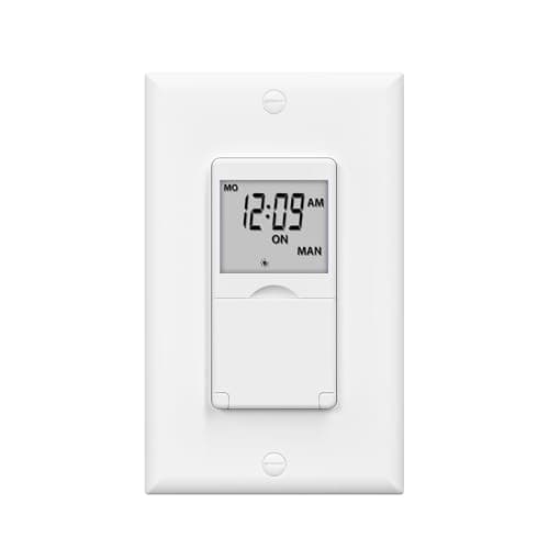 BN-LINK 7-Day Programmable Wall Switch for Lights, Fans & Motors - White (Blue Backlight) — No Backlight