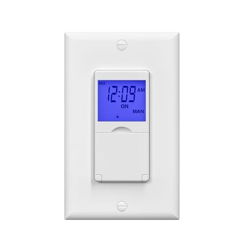 BN-LINK 7-Day Programmable Wall Switch for Lights, Fans & Motors - White (Blue Backlight)