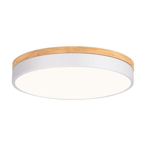 Minimalist Black 15.7" Dimmable LED Oak Flush Mount Ceiling Light — White