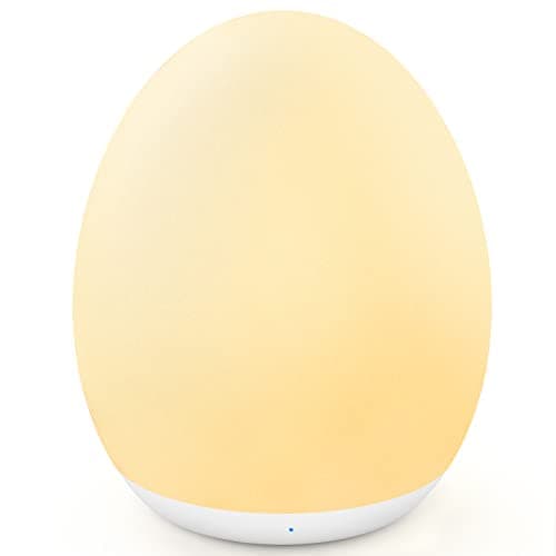 MediAcous Kids Night Light, 7 Color Changing & Dimming, Rechargeable, 1 Hour Timer, Wood Grain — White