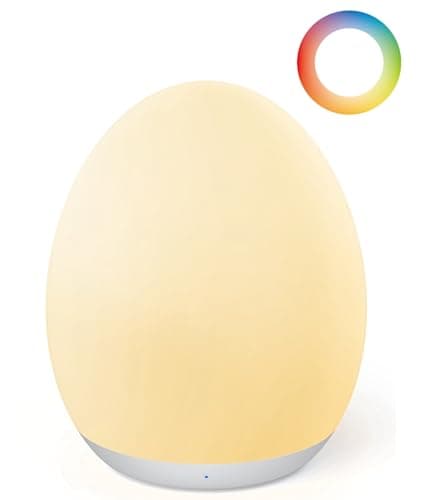 JolyWell Rechargeable Baby Night Light with Color Changing & Dimming, 100H Timer, Wood Grain — White