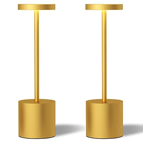 LED Cordless Table Lamp Set, Portable 5000mAh Rechargeable, 3 Color Dimming, Outdoor/Indoor — Gold2