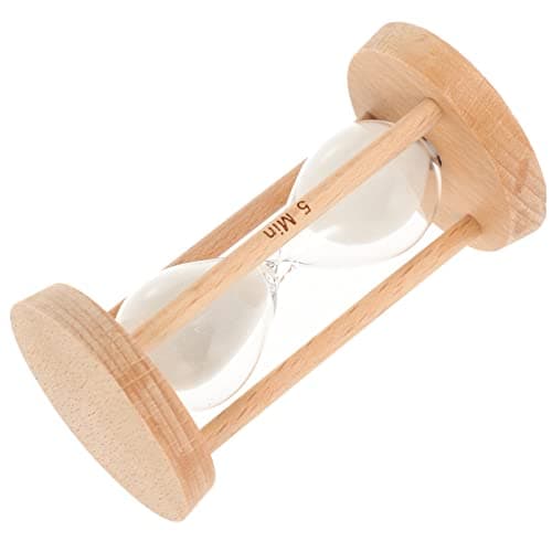 BESTonZON 5 Minute Hourglass Timer Wood Sand Clock Cooking Alarm — White