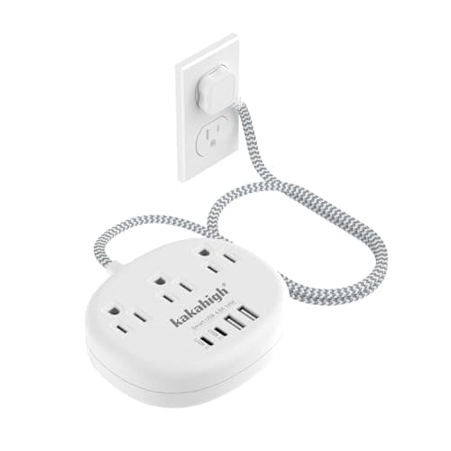 Surge Protected 1625W 5FT Brown Tan Extension Cord with 3AC 4USB — White
