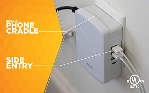 Surge Tap with 3 Grounded Outlets and 4 USB Ports, White