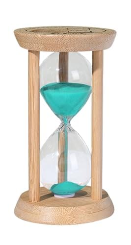 2-Minute SuLiao Wooden Sand Timer, Bamboo Hourglass for Home Office Decor — Turquoise