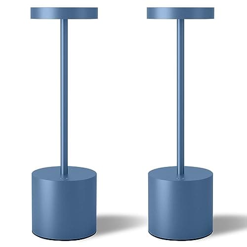 LED Cordless Table Lamp Set, Portable 5000mAh Rechargeable, 3 Color Dimming, Outdoor/Indoor — Blue2