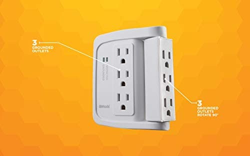 Compact Power Adapter Surge Protector with 6 Outlets for Homes