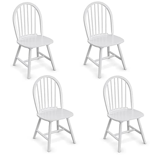 Giantex Black Windsor Armless Dining Chairs, Set of 4French Country Style — White