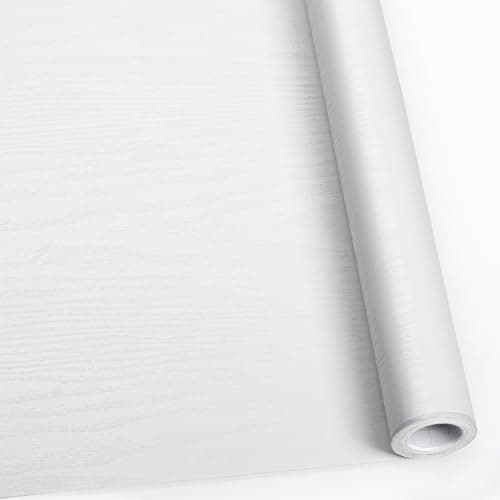 Abyssaly Light Wood Contact Paper for Kitchen Cabinets Shelf Drawer — White