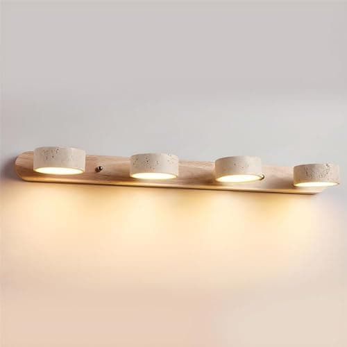 Dark Wood Farmhouse Bathroom Vanity Light - Walnut LED Rotatable Wall Lamp — Natural