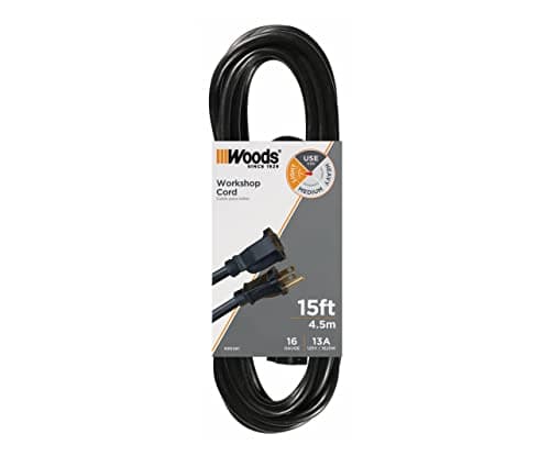 15 ft Black Extension Cord for Outdoors