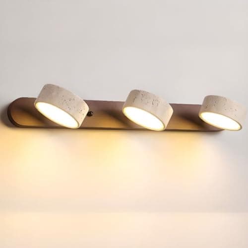 Dark Wood Farmhouse Bathroom Vanity Light - Walnut LED Rotatable Wall Lamp