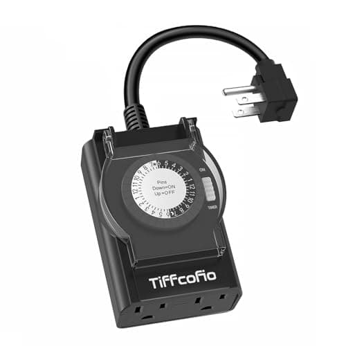 Heavy Duty Outdoor Timer with 2 Outlets, 24 Hour Waterproof Mechanical Light Timer