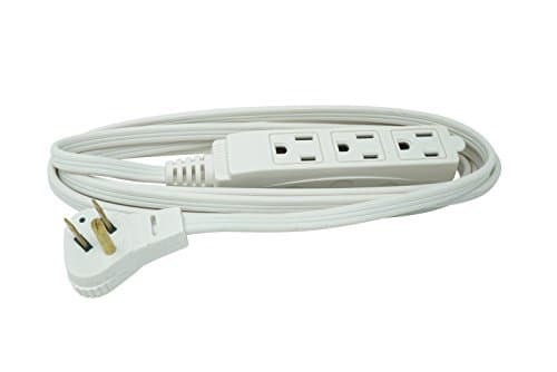 Woods SlimLine 8ft 16 Gauge Right Angle Indoor Extension Cord, White