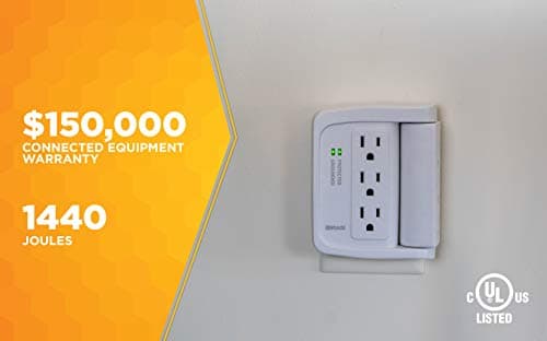 Compact Power Adapter Surge Protector with 6 Outlets for Homes
