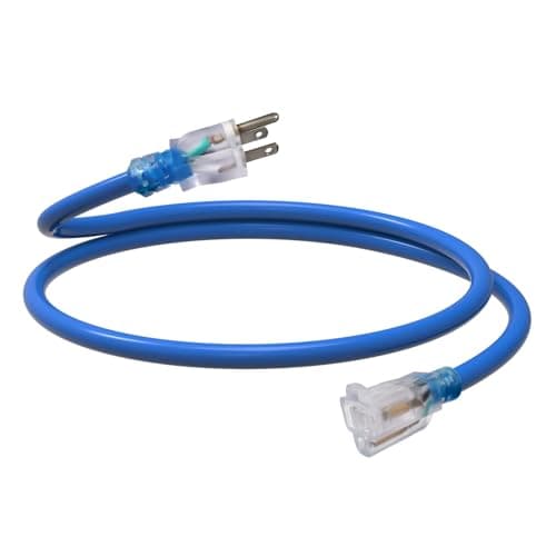 EP 6 Ft Outdoor Extension Cord, Heavy Duty Waterproof Cable, 3 Prong Grounded, Lighted Endpoint, for Lawn & Garden Appli — Blue