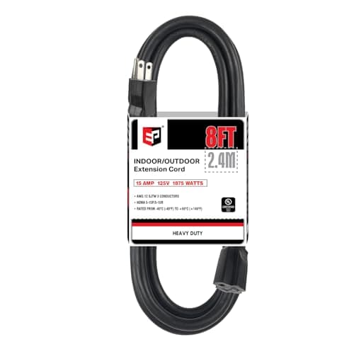 6ft Outdoor Heavy Duty Extension Cord, 15 AMP, SJTW, 3 Prong Grounded, Yellow — Black