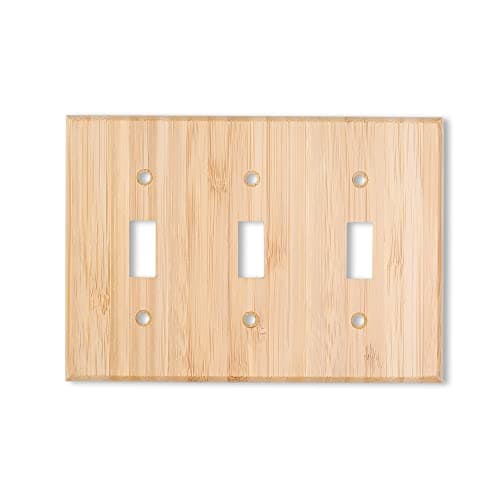Solid Bamboo Single Toggle Light Switch Plate, 4.5" x 2.76" Home Decor — 1PC-Triple Toggle