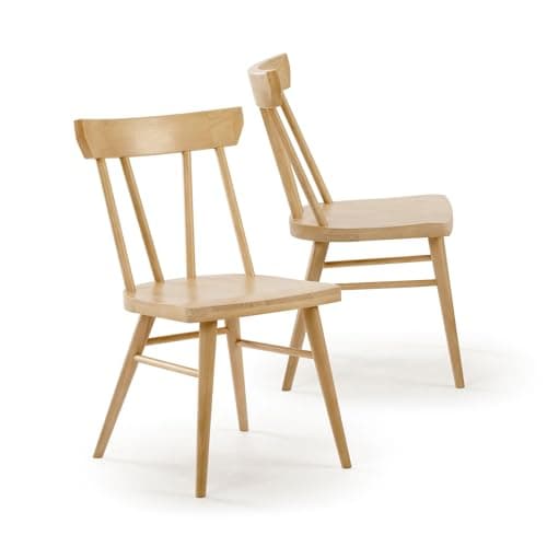 Windsor Walnut Solid Wood Farmhouse Dining Chair, Pack of 2 — Blonde