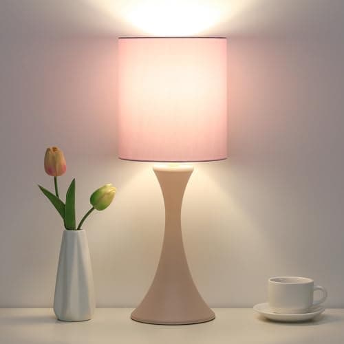 3 Way Dimmable Touch Control Wood Grain Farmhouse Bedside Lamp — Pink