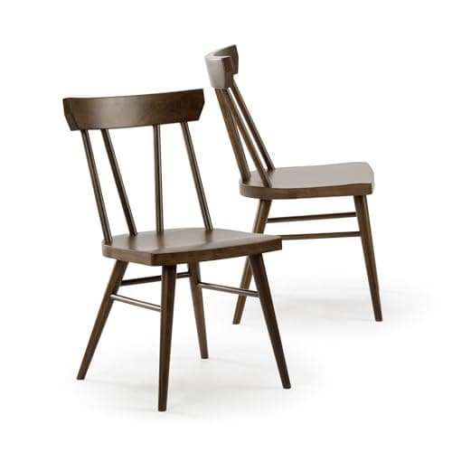 Windsor Walnut Solid Wood Farmhouse Dining Chair, Pack of 2