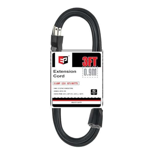 EP 3 Heavy Duty Black 12/3 SJTW Extension Cord - Lawn, Garden, Appliances