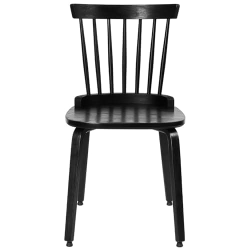Black Wood Windsor Dining Chair Set, Farmhouse Spindle Back, Mid-Century Modern, Kitchen & Living Room