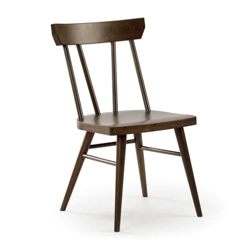 Windsor Walnut Solid Wood Farmhouse Dining Chair, Pack of 2