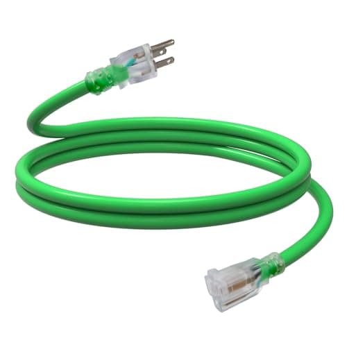 EP 6 Ft Outdoor Extension Cord, Heavy Duty Waterproof Cable, 3 Prong Grounded, Lighted Endpoint, for Lawn & Garden Appli