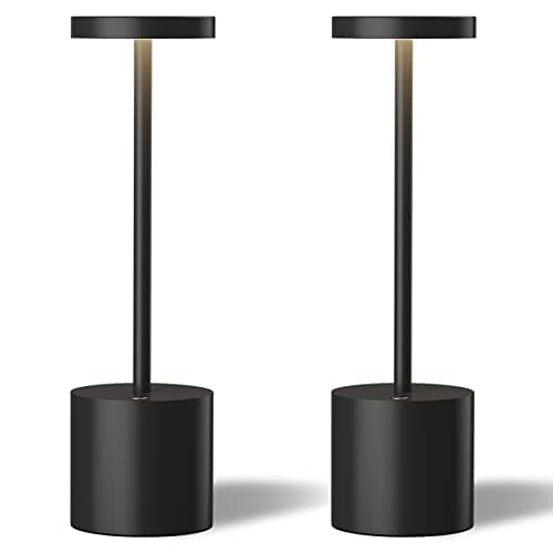 LED Cordless Table Lamp Set, Portable 5000mAh Rechargeable, 3 Color Dimming, Outdoor/Indoor — Black2
