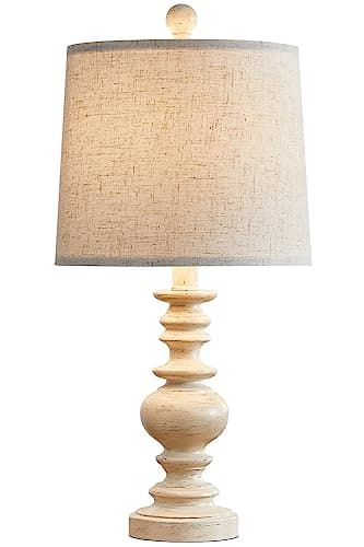 BOBOMOMO 20.5" Farmhouse Resin Side Table Lamp for Bedrooms & Living Room