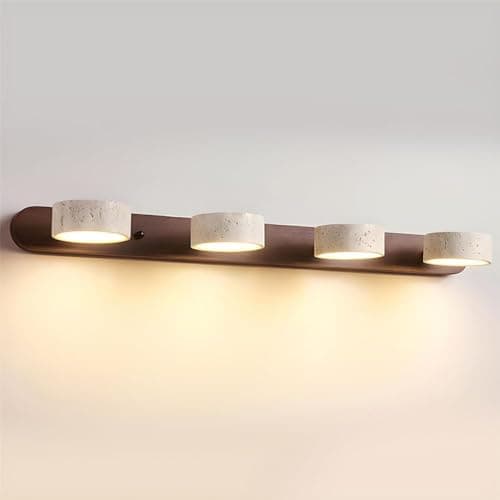 Dark Wood Farmhouse Bathroom Vanity Light - Walnut LED Rotatable Wall Lamp — Brown