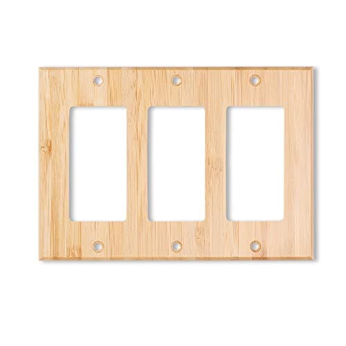 Solid Bamboo Single Toggle Light Switch Plate, 4.5" x 2.76" Home Decor — 1PC-Triple Rocker