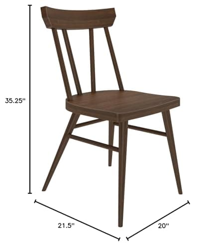 Windsor Walnut Solid Wood Farmhouse Dining Chair, Pack of 2
