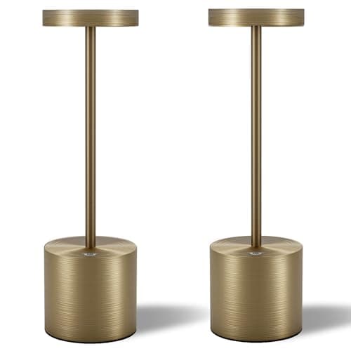 LED Cordless Table Lamp Set, Portable 5000mAh Rechargeable, 3 Color Dimming, Outdoor/Indoor — Brushed Bronze2
