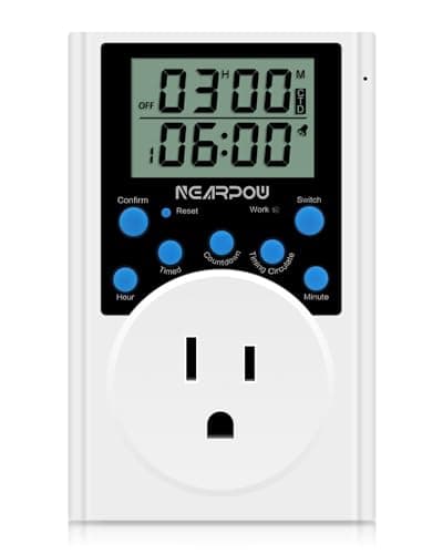 Nearpow Programmable Digital Timer Switch, 15A/1800W, Infinite Cycle