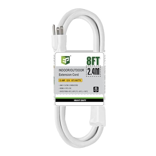 6ft Outdoor Heavy Duty Extension Cord, 15 AMP, SJTW, 3 Prong Grounded, Yellow — White