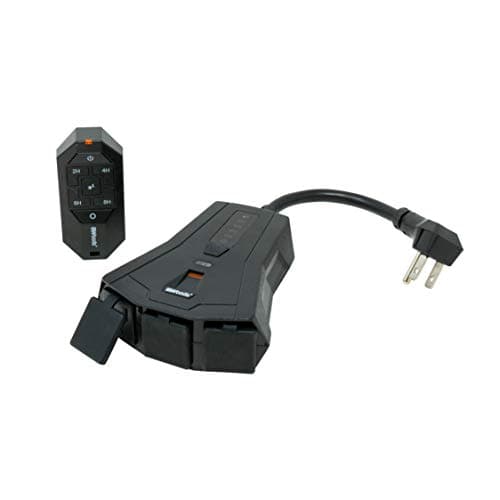 Outdoor Lighting Timer with Remote Control for Countdown, 3 Grounded Outlets, Black (3-Outlet)