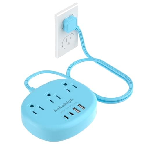 Surge Protected 1625W 5FT Brown Tan Extension Cord with 3AC 4USB — Blue