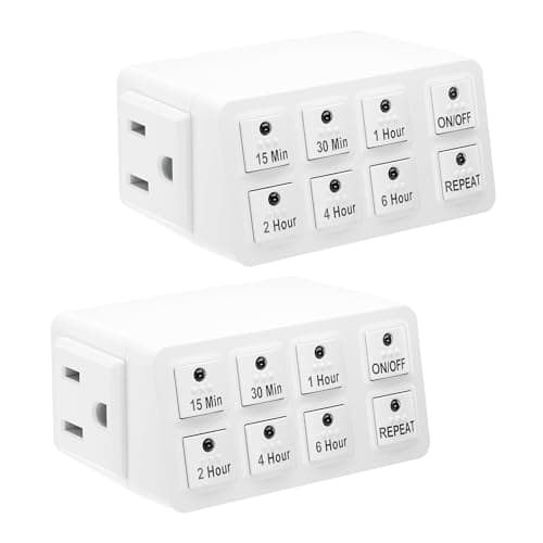 BN-LINK Heavy Duty Countdown Timer with Repeat, 3-Prong Grounded Outlet, ETL Listed — 2 Pack