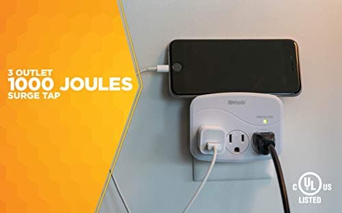 Surge Protector for Home and Office Use with 3 Outlets and 1000J Protection