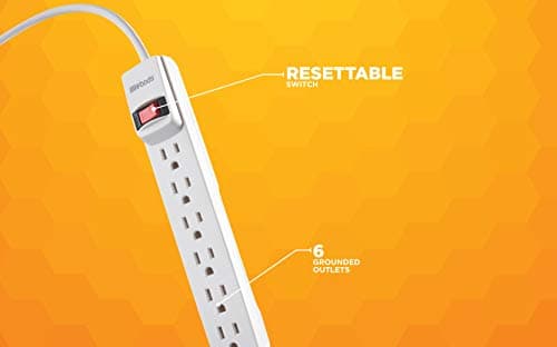 Woods 41345 Surge Protector with Overload Safety & 6 Outlets, 280J Protection; White