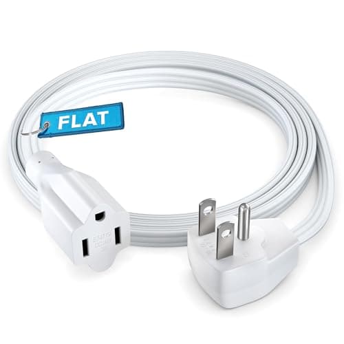Heavy Duty 4 Feet Flat Plug Power Cord, UL Certified, White - Ideal for Home & Office