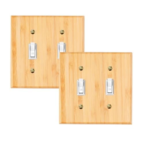 Bamboo Solid Wood Light Switch Plate Decorative Cover — 2PC-Wood Wall Plate 5