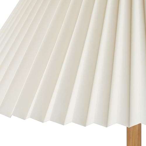 GLOBE Electric 62" Wood Toned Floor Lamp with Pleated Fabric Shade