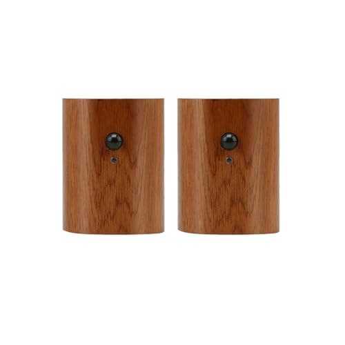 LANDGOO White Ash Wood Motion Sensor Step Light Rechargeable LED Indoor Wall Lamp — Walnut Wood 2ps