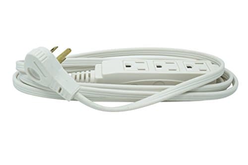 Woods SlimLine 8ft 16 Gauge Right Angle Indoor Extension Cord, White