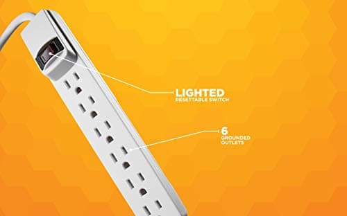 Compact Power Strip with 6 Outlets for Users