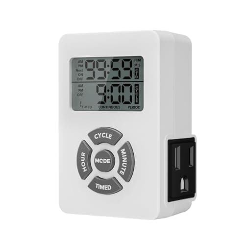 BN-LINK Digital 24 Hour Programmable Outlet Timer with Countdown, 3 Prong 125V, Energy Saving